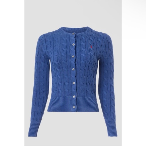 Polo by Ralph Lauren Cable Knit Long Sleeve Cardigan in Blue, Size Small - Picture 12 of 12